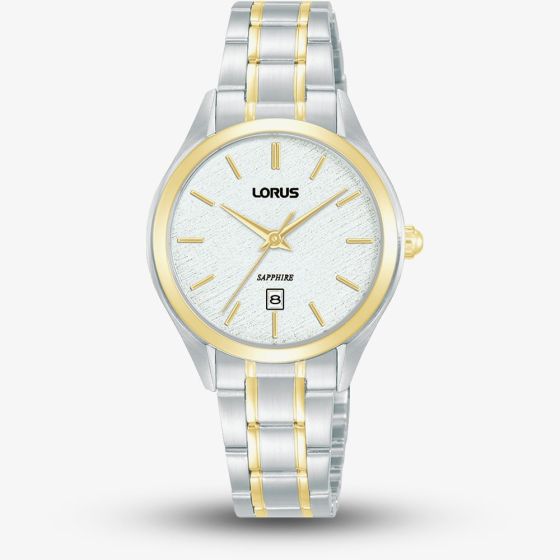 Lorus Ladies Classic Two Tone White Dial Bracelet Watch RJ290BX9