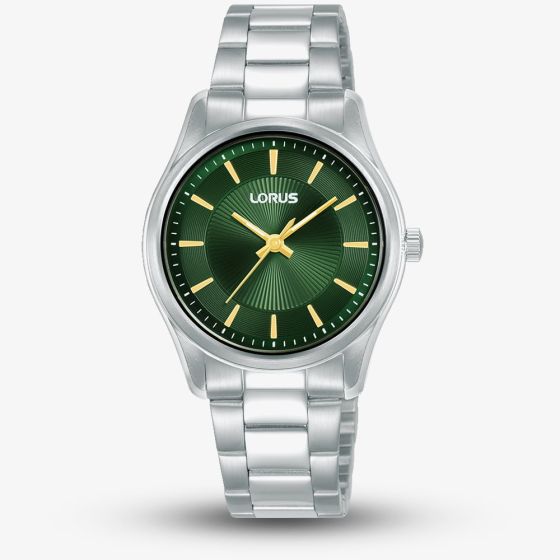 Lorus Ladies Classic Green Dial Stainless Steel Bracelet Watch RG245XX9