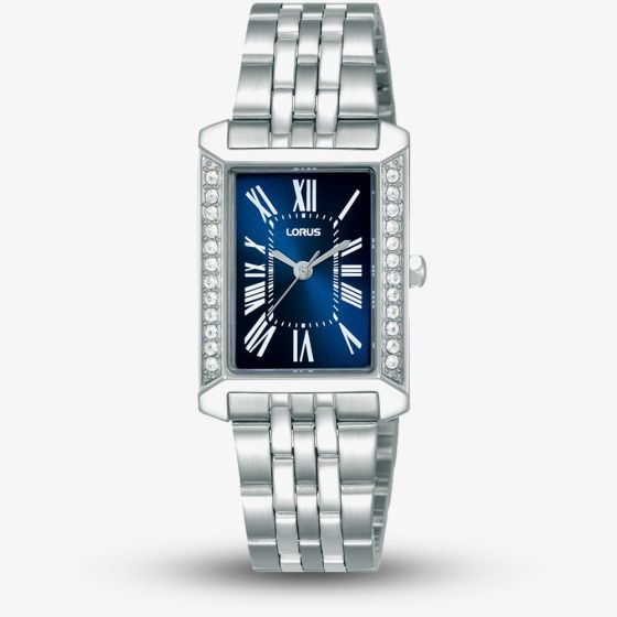 Lorus Ladies Rectangular Blue Dial Bracelet Watch RG231YX9