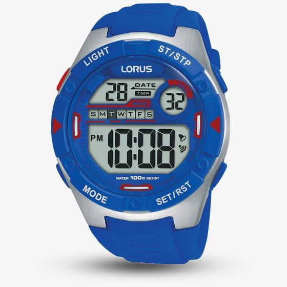 Lorus Sports Blue Digital Rubber Strap Watch R2301NX9