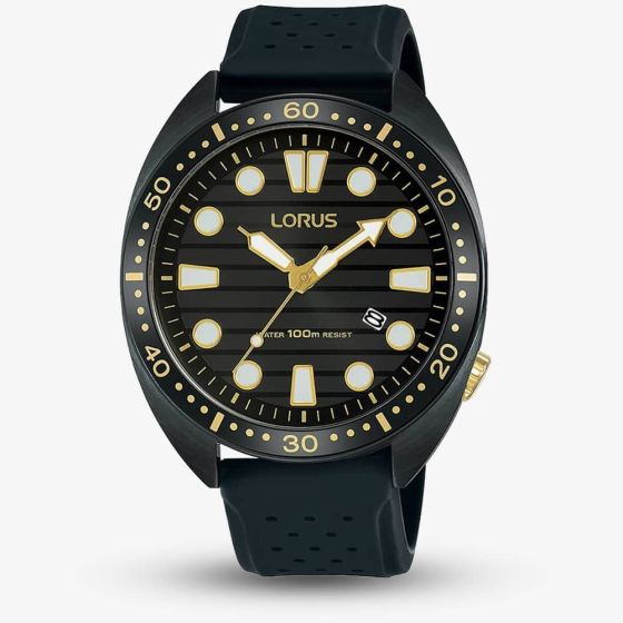 Lorus Sports Black Rubber Strap Watch RH927LX9