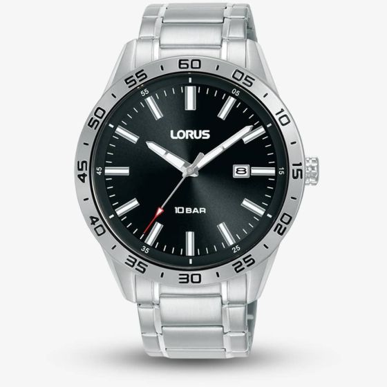 Lorus Mens Silver & Black Watch RH947QX9