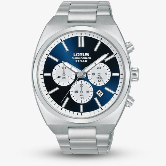 Lorus Mens Multisports Chronograph Silver Tone Blue Watch RT363KX9