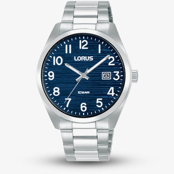 Lorus Mens Classic Silver Tone Blue Dial Watch RH907RX9