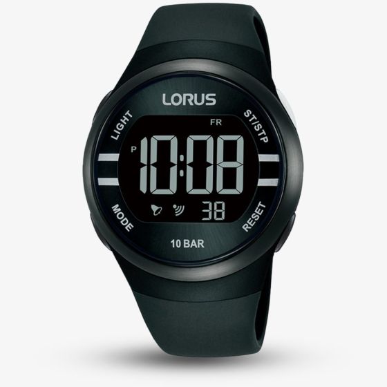 Lorus Mens Digital Black Rubber Strap Watch R2333NX9