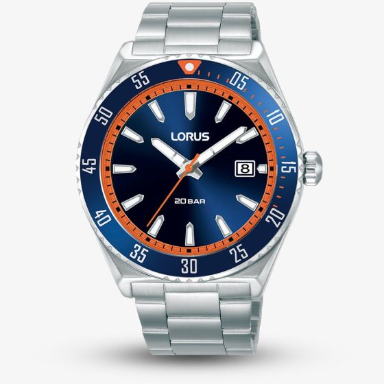 Lorus Mens Sports Blue & Orange Bracelet Watch RS953DX9