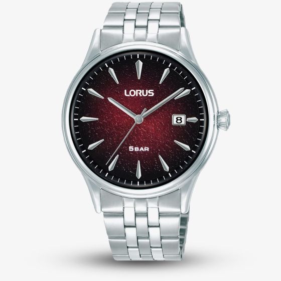 Lorus Mens Curve Red Dial Date Watch RS907EX9