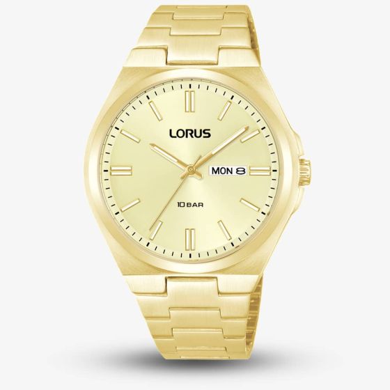 Lorus Mens Sports Gold Dial Bracelet Watch RH400AX9