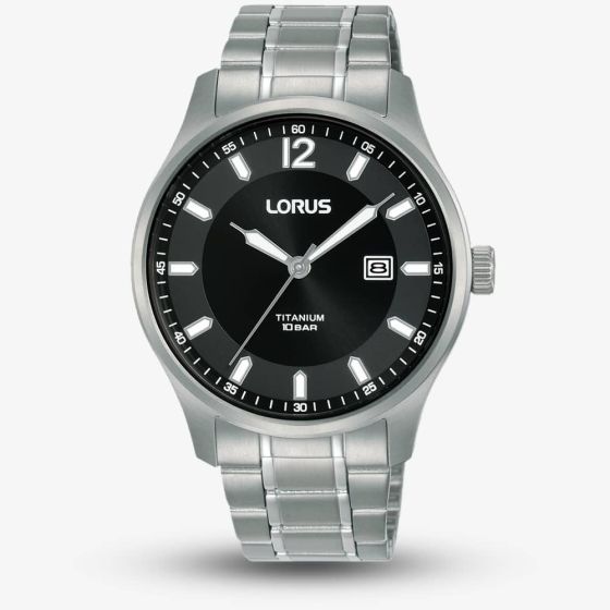 Lorus Mens Sports Black Dial Bracelet Watch RH995QX9