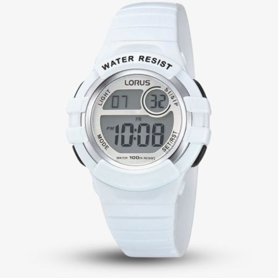 Lorus Unisex Sports Digital White Rubber Strap Watch R2383HX9