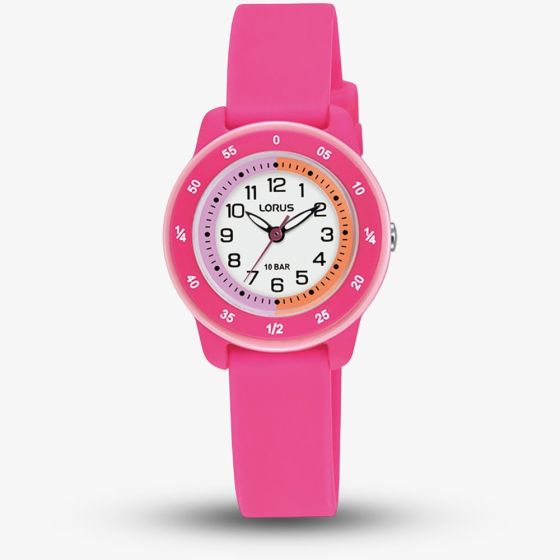 Lorus Kids Time Teacher Pink Rubber Strap Watch RRX57JX9