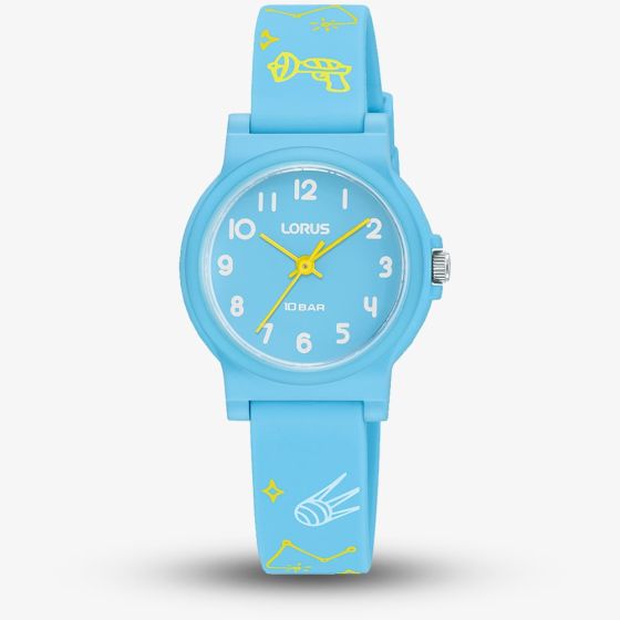 Lorus Junior Blue Space Pattern Rubber Strap Watch RRX39JX9