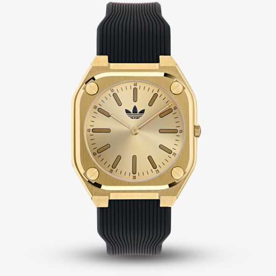 Adidas Unisex City Tech Thin Black & Gold Watch AOFH245022I