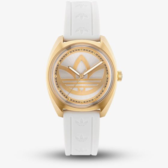 Adidas Unisex Edition One White Sunray & Gold Logo Watch AOFH230122I