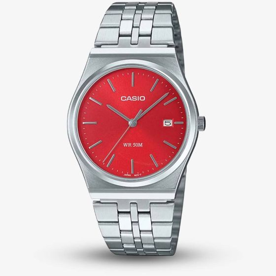 Casio MTP Stainless Steel Red Dial Watch MTP-B145D-4A2VEF