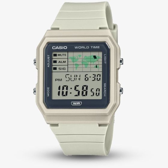 Casio Unisex Cream Square Worldmap Digital Watch LF-30W-8AEF