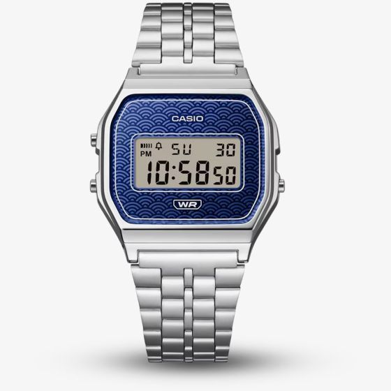 Casio Limited Edition Vintage Blue Seigaiha Pattern Digital Watch A159WEVJ-2