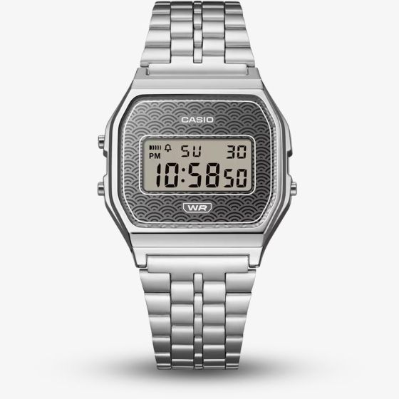 Casio Limited Edition Vintage Grey Seigaiha Pattern Digital Watch A159WEVJ-7