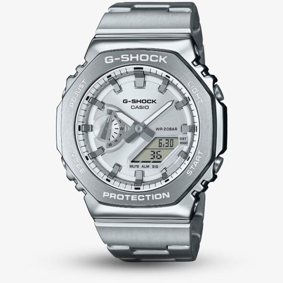 Casio G-Shock Metallic Silver Dual Display Watch GM-2110D-7AER