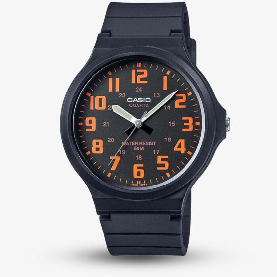 Casio Mens Analogue Black And Orange Dial Watch MW-240-4BVEF