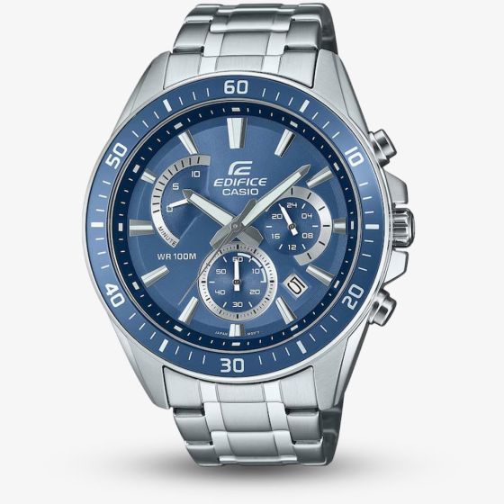 Casio Mens Edifice Silver & Blue Dial Chronograph Watch EFR-552D-2AVUEF
