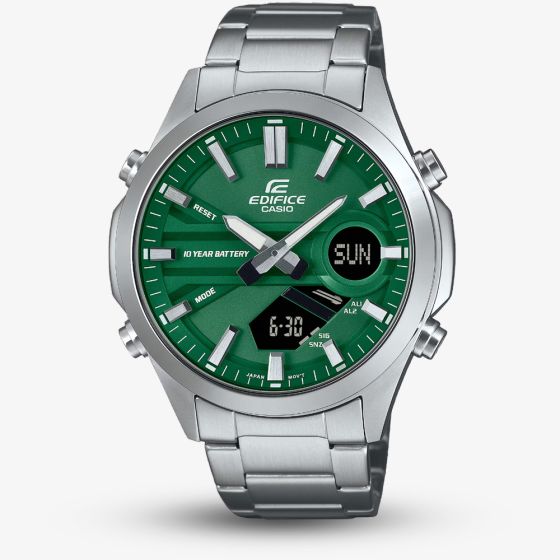 Casio Mens Edifice Classic Green  Dial Dual Display Watch EFV-C120D-3AEF