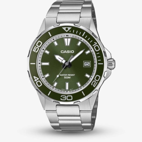 Casio Mens Classic Marine Sports Green Dial Bracelet Watch MTD-145D-3AVER