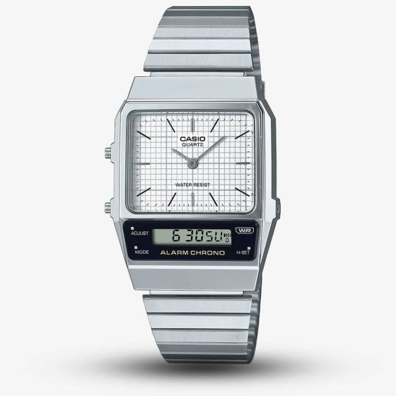 Casio Unisex White Dial Vintage Dual Display Watch AQ-800E-7AEF