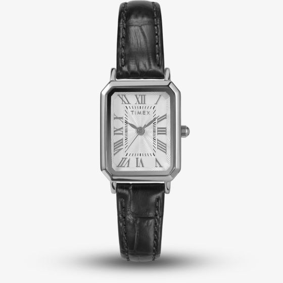 Timex Ladies Dress Black Leather Strap Watch TW2Y00800