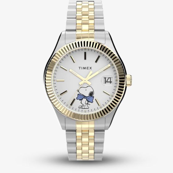 Timex Ladies X Peanuts Two-Tone Legacy Bowtie White Dial Watch TW2Y11100