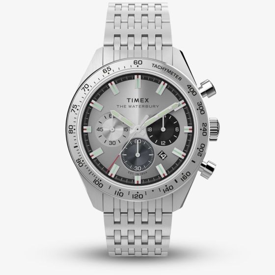 Timex Mens Waterbury Silver Chronograph Watch TW2Y18700