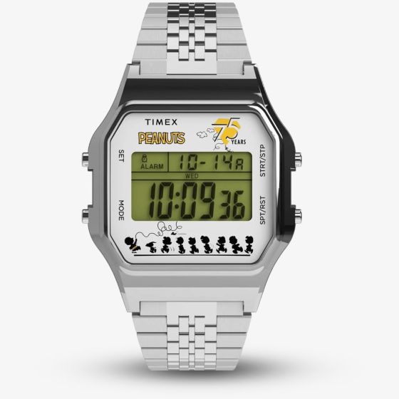 Timex X Unisex Peanuts Snoopy T-80 Silver Digital Watch TW2Y20000