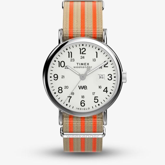 Timex Mens Weekender Orange Fabric Strap Watch TW2Y08900