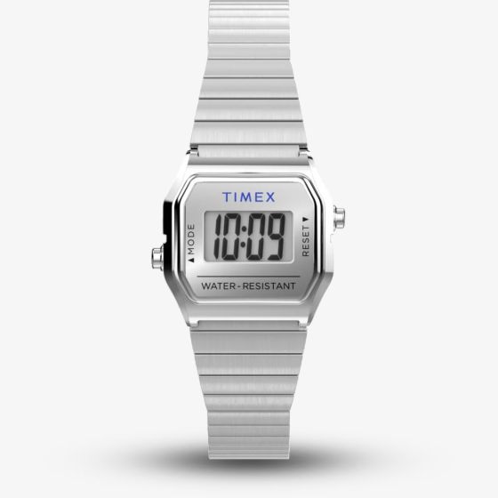 Timex Ladies T80 Teeny Tiny Silver Digital Watch TW2Y46500