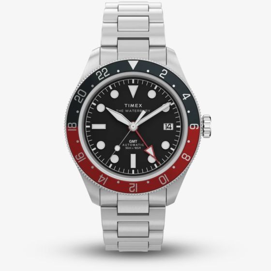 Timex Mens Waterbury Heritage Stainless Steel Red & Blue Bezel Watch TW2Y60600