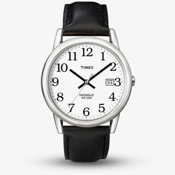 Timex Mens Easyreader White Dial & Black Strap Watch T2H281D7