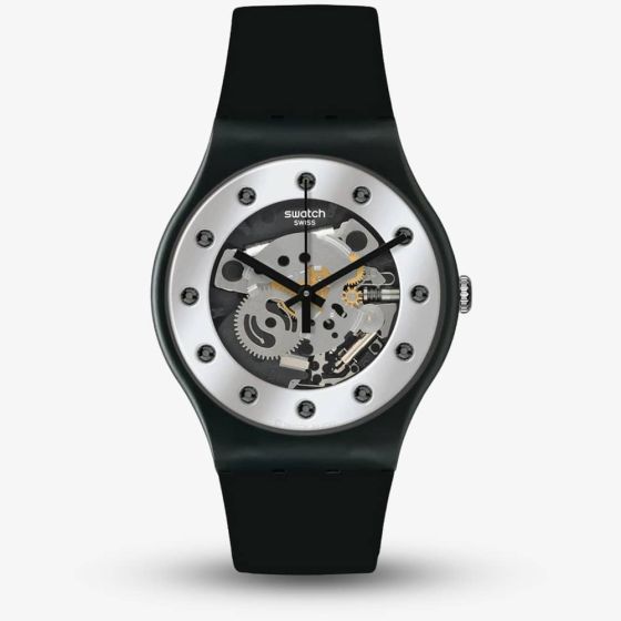 Swatch Unisex Silver Glam Skeleton Watch SO29B109 