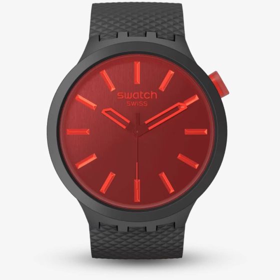 Swatch Big Bold Midnight Mode Black & Red Watch SB05B111