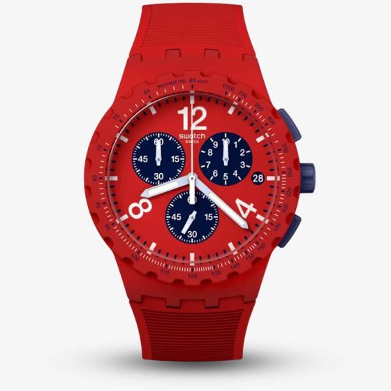 Swatch Primarily Red Chronograph Watch SUSR407