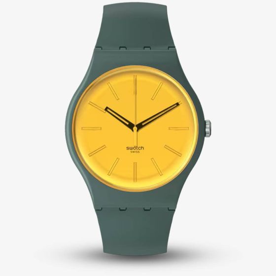 Swatch Gold In The Garden Khaki & Yellow Watch SO29G103