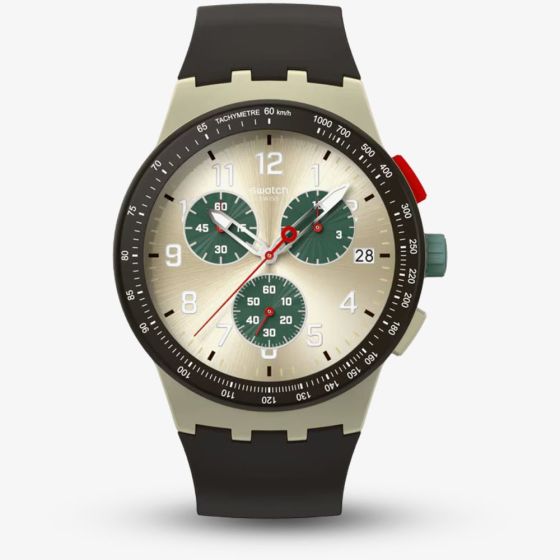 Swatch Essentials Obsidian Ink Sun Brushed Silver Watch SUST402