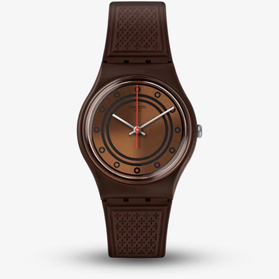 Swatch Schoggi Brown Rubber Strap Watch GC114