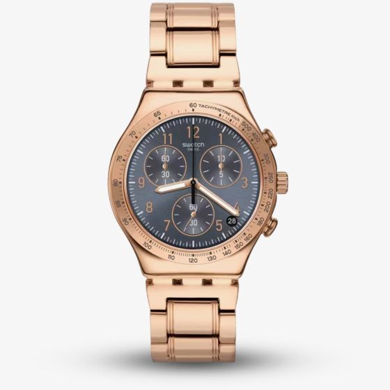 Swatch Elegantum Rose Gold Tone Chronograph Watch YCG418G