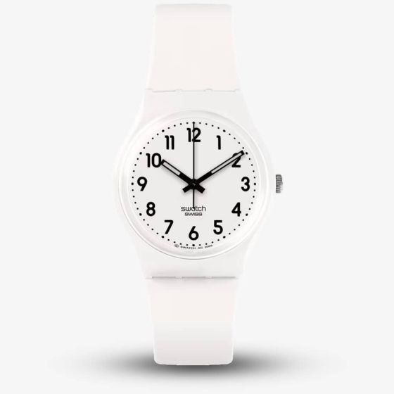 Swatch Unisex Just White Soft Strap Watch SO28W107-S14