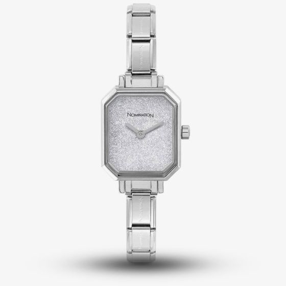 Nomination CLASSIC Paris Silver Glitter Rectangular Dial Bracelet Watch 076030/023