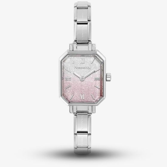 Nomination Paris Silver Pink Ombre Glitter Dial Watch 076037/034
