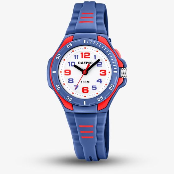 Calypso Unisex Blue & Red Sweet Time Rubber Watch K5757/5