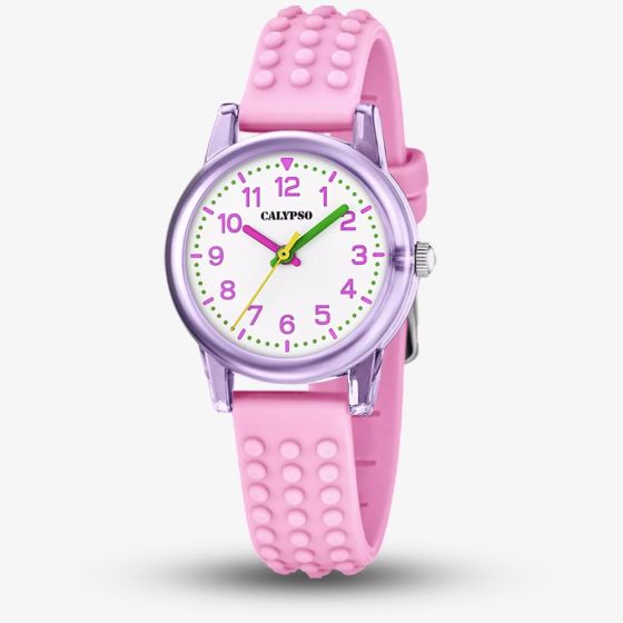 Calypso Girls Pink Rubber Strap Watch K5876/1
