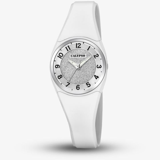 Calypso Ladies Silver Rubber Watch K5752/1
