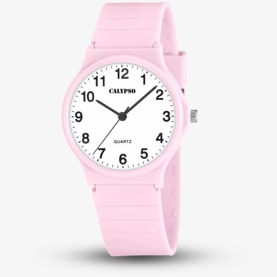 Calypso Ladies Sweet Time Pink Rubber Strap Watch K5880/2